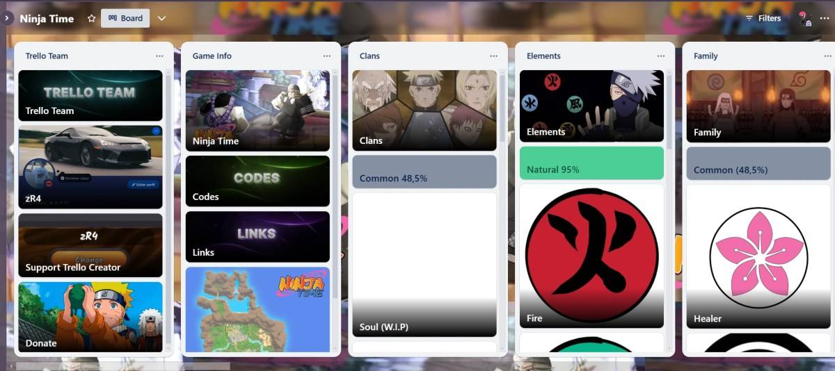 Trello ဘုတ်အဖွဲ့ Ninja Time Roblox ဂိမ်းကို Preview