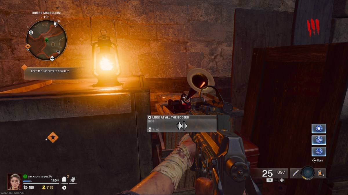 Een audiogeld in het graf in Black Ops 6 Zombies.