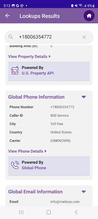 Melissa Lookups Screenshot 3