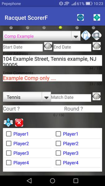 Racquet Game Scorer Screenshot 1