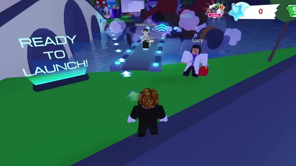 Adopteer me gameplay op Roblox die de locatie toont over waar te snel reizen naar de maan