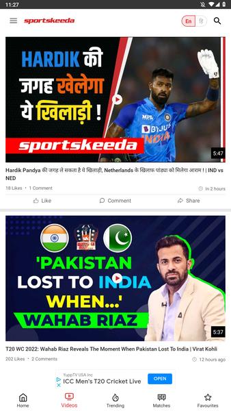 Sportskeeda Live Cricket Score स्क्रीनशॉट 1