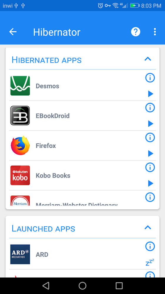 Hibernator: Force Stop Apps Screenshot 1