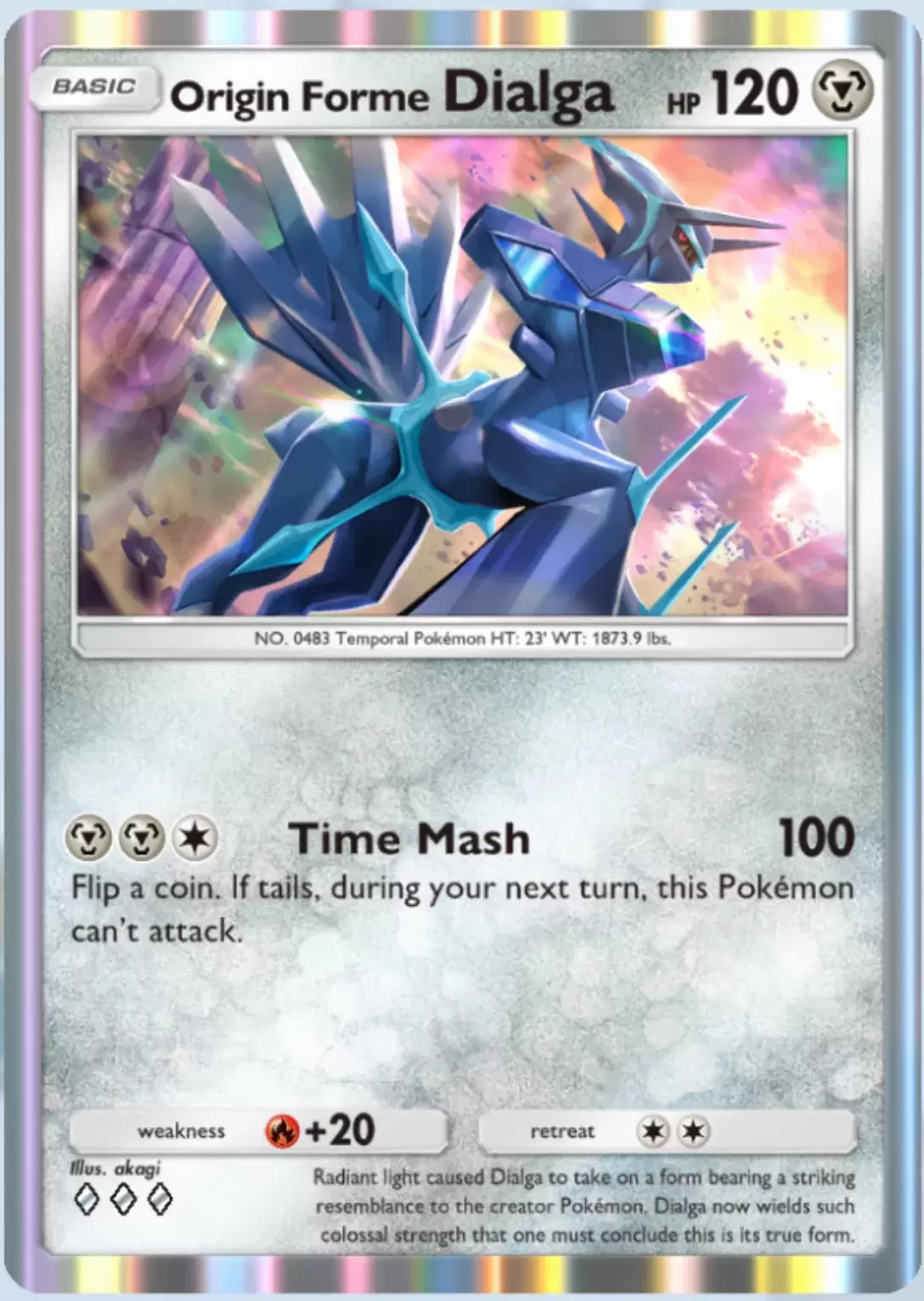 Origin Forme Dialga toont triomfantelijke lichte geheime missies in Pokemon TCG Pocket.