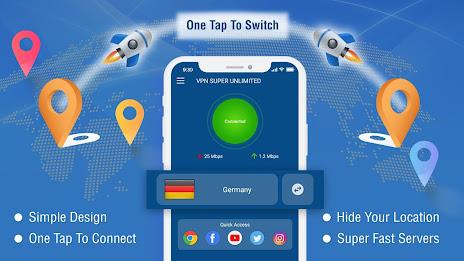 VPN Super Unlimited : Fast VPN Tangkapan skrin 1