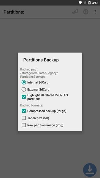 Partitions Backup and Restore 스크린샷 0