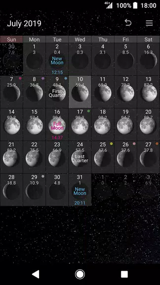 Simple Moon Phase Calendar Screenshot 0