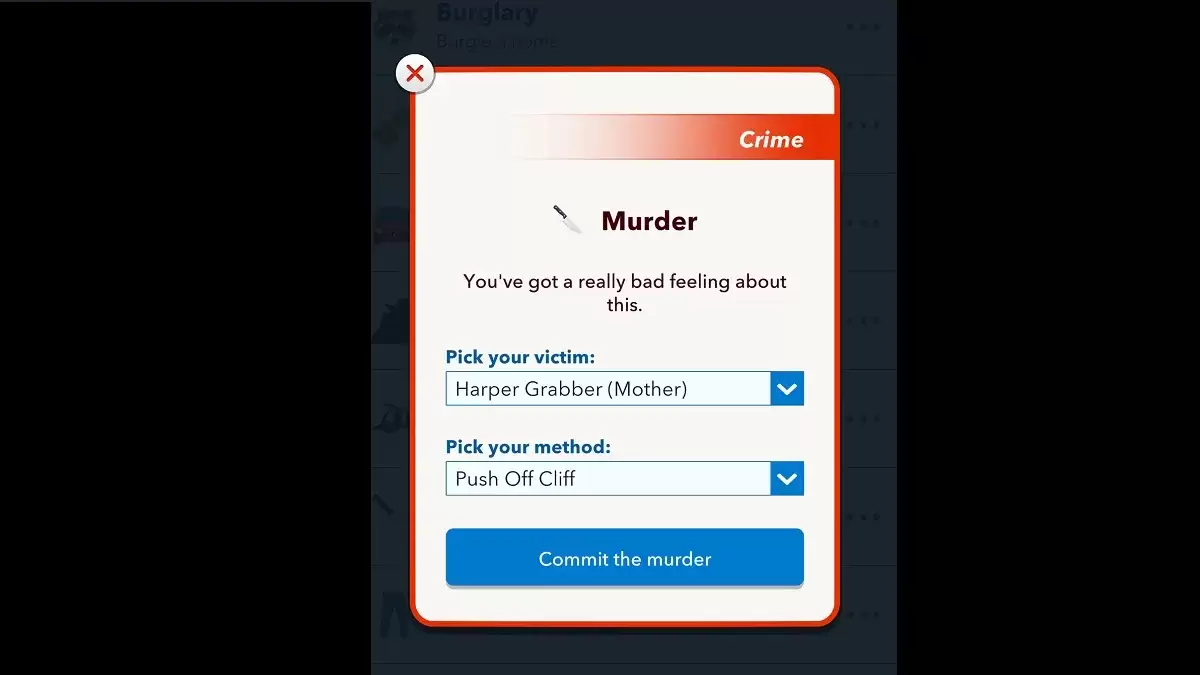 BitLife Murder Menu