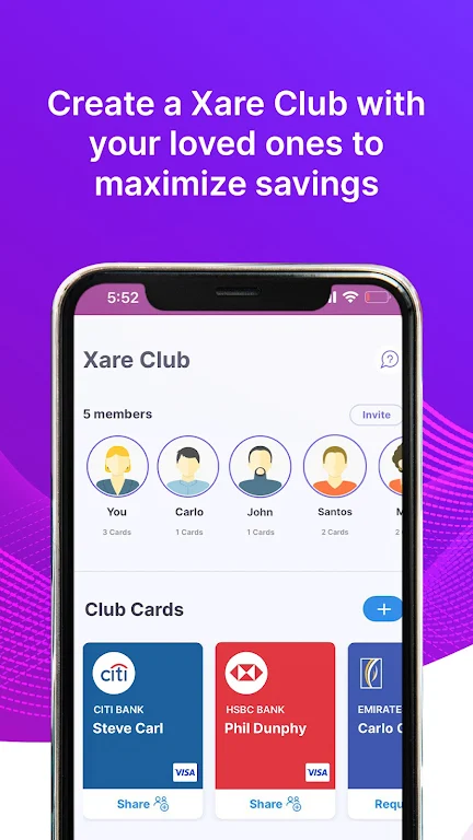 Xare - Share Debit,Credit card Captura de tela 1