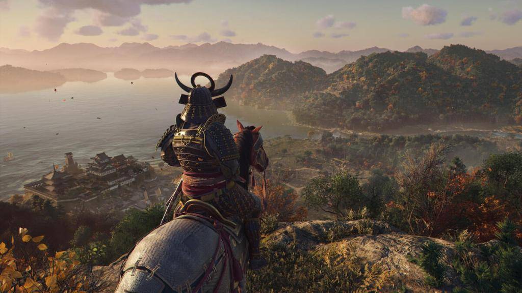 Yasuke vede una costa costosa nella sua montatura, immagine del centro stampa di Ubisoft