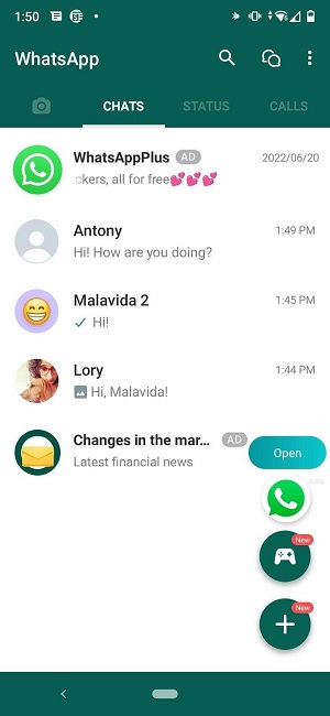 WhatsApp Plus v18 ဖန်သားပြင်ဓာတ်ပုံ 1