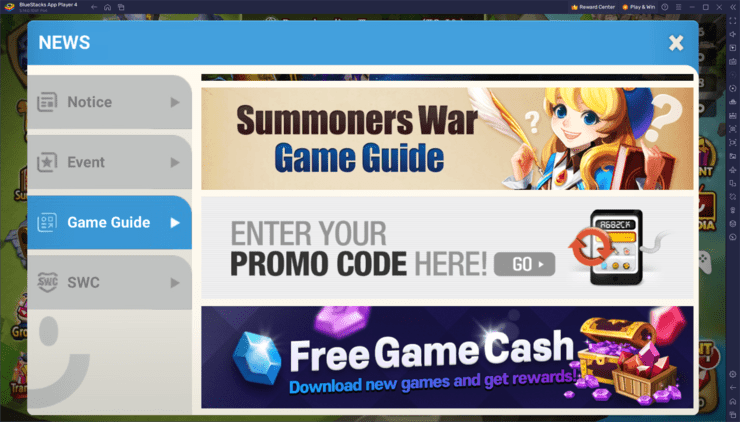 Summoners War – Redeem Code Entry