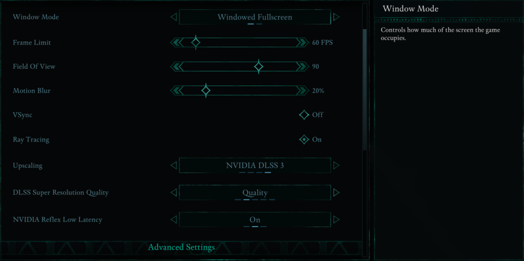 Avowed Display Settings Page FPS