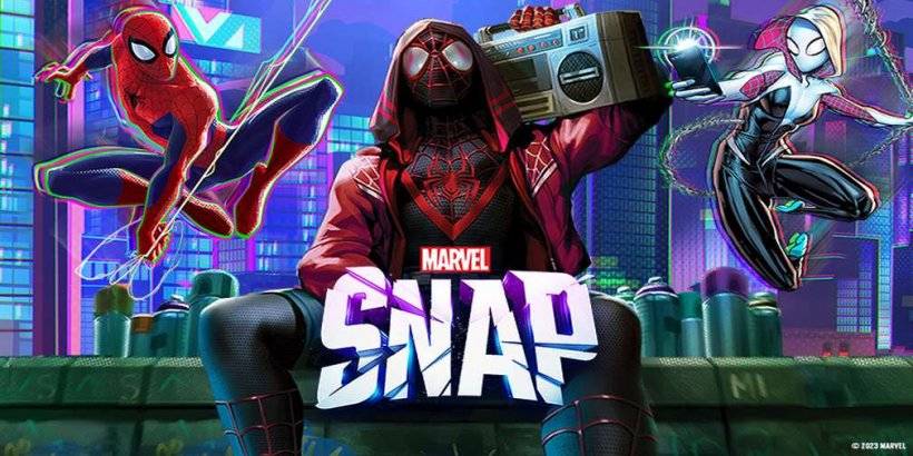 Isang larawan ni Miles Morales at iba pang mga bayani ng Spider ay nakaupo sa isang bubong na bubong
