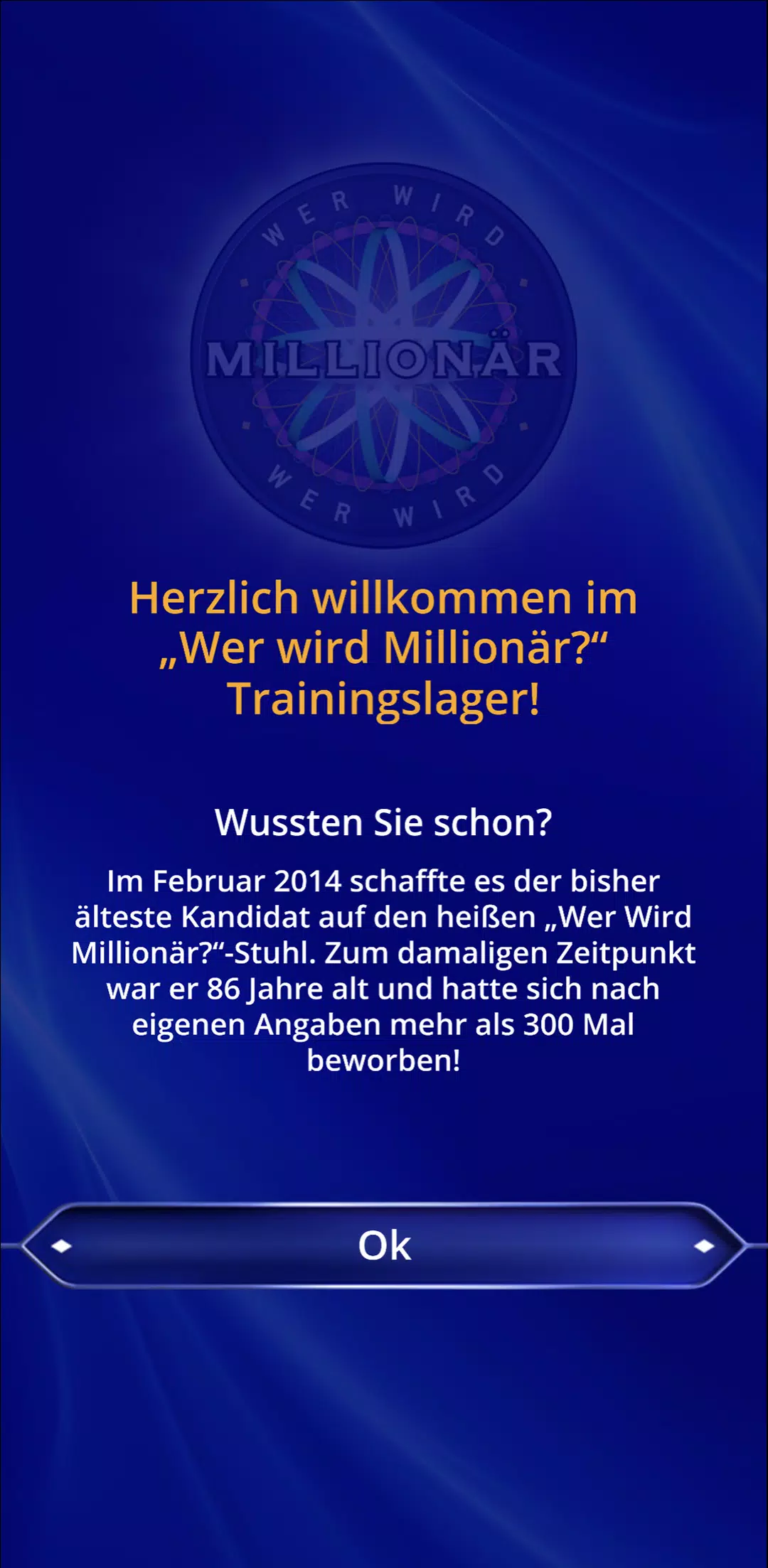 Wer wird Millionär? Training Captura de pantalla 0