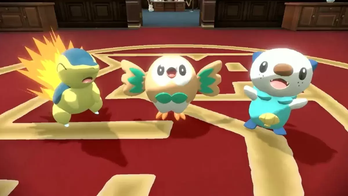 Pokémon Legends: Arceus starters Cyndaquil, Rowlet, and Oshawott