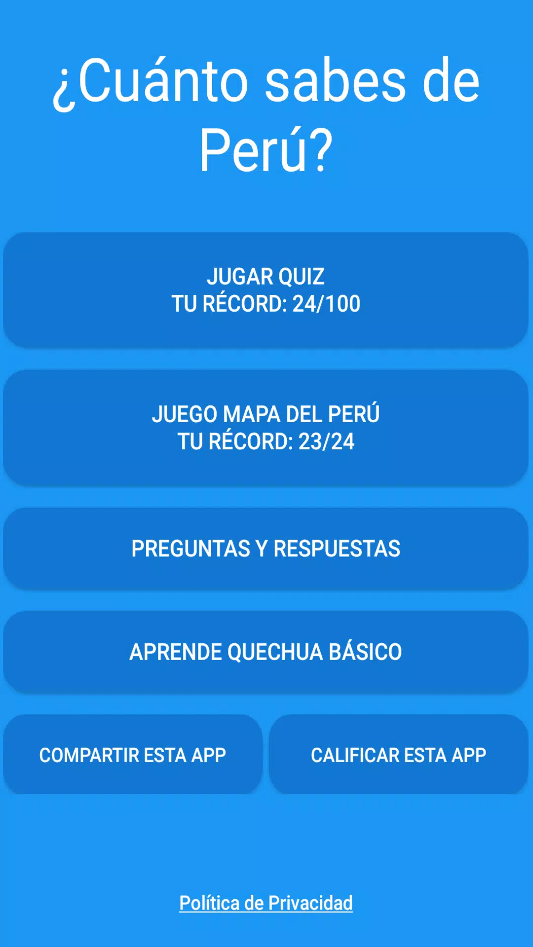 Test: ¿Cuánto sabes de Perú? Скриншот 0